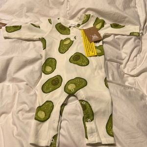 Angel Dear 3/6m Avocado romper with snaps at top and for diaper changes. NWT